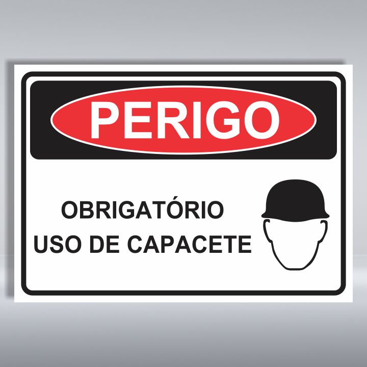 PLACA DE PERIGO | OBRIGATÓRIO USO DE CAPACETE